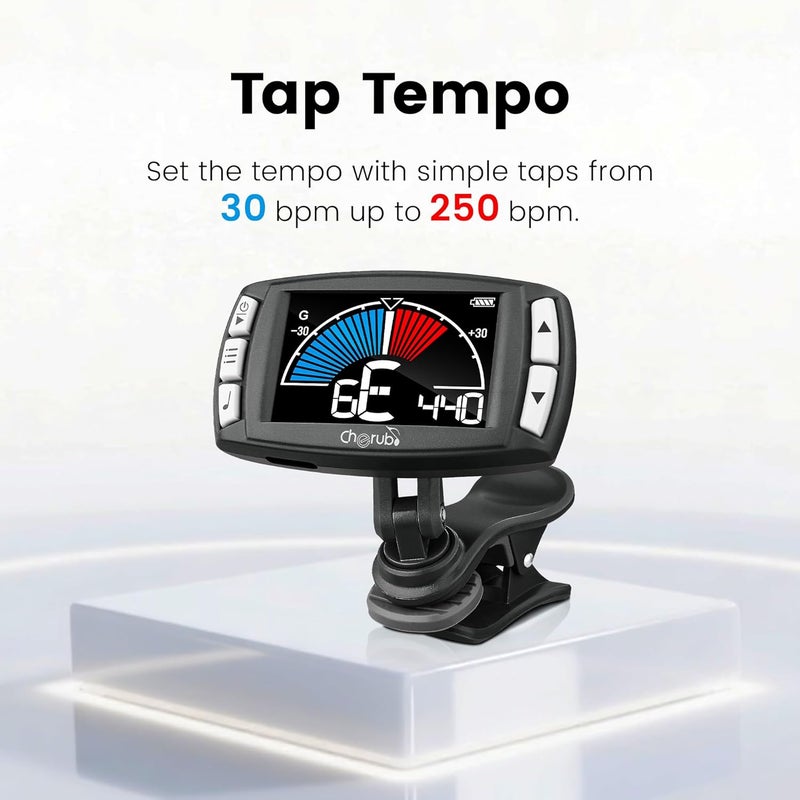 Cherub WMT-560 Guitar Tuner, Clip on Tuner Rechargeable 3 In 1 Digital Metronome Tuner Tone for Guitar, Bass, Ukulele, Violin - Image 4